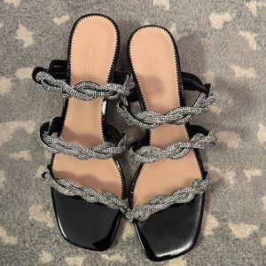 J. Crew Black Rhinestone Strap Women's Sandals